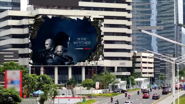 Tampil dalam bentuk teaser, The Witcher Season 2 muncul di muka tembok gedung Chase Plaza Jakarta