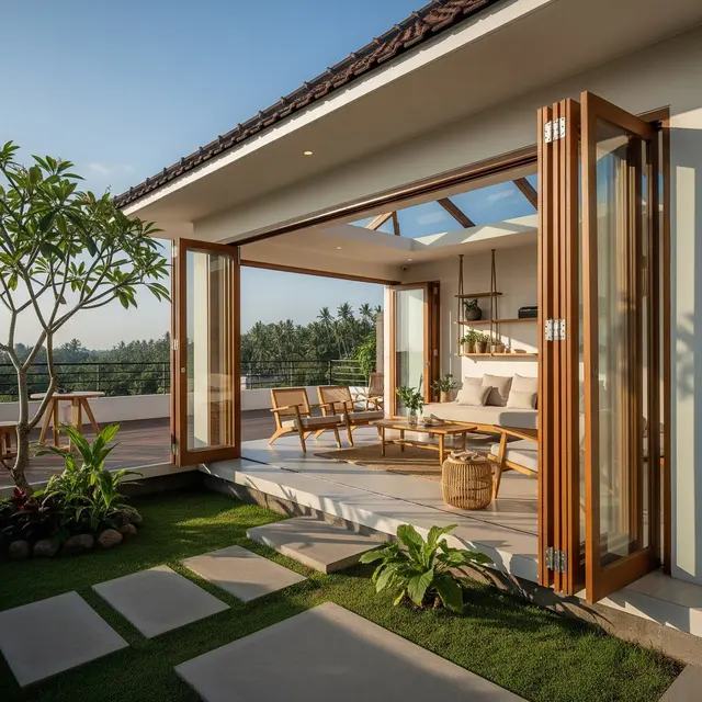 Model Rumah Kecil Tapi Terasa Luas dengan Pintu Kaca Lipat