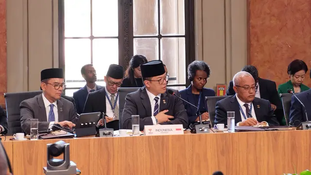 Menteri Luar Negeri RI Sugiono dalam Pertemuan Menteri Luar Negeri BRICS (Foreign Ministers’ Meeting/FMM) di Rio de Janeiro, Brasil, Senin (28/4/2025). (Liputan6.com/Benedikta Miranti)