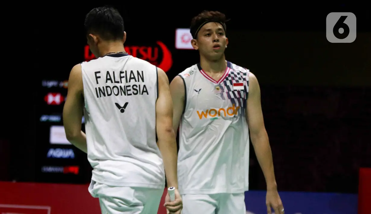 Fajar Alfian/Muhammad Rian Ardianto gagal merebut titel juara Indonesia Masters 2025. (Liputan6.com/Herman Zakharia)