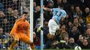 Aksi penyerang Man City Gabriel Jesus melepas tembakan S pada laga lanjutan Premier League yang berlangsung di Stadion Etihad, Manchester, Kamis (4/4). Manchester City menang 2-0 atas Cardiff City. (AFP/Oli Scarff)