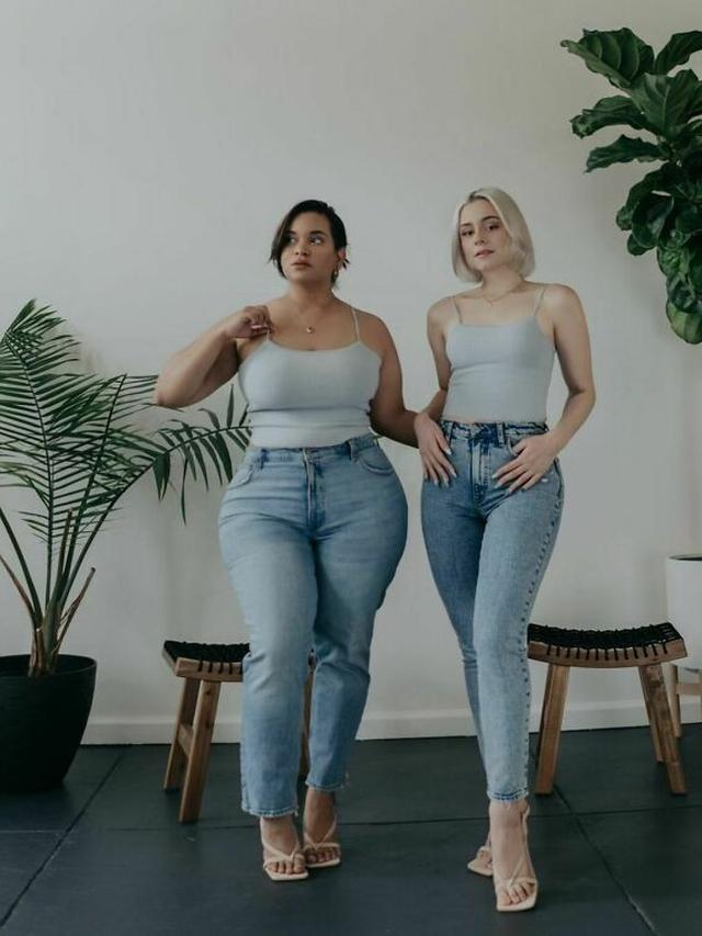 7 Potret Dua Sahabat Tunjukkan Model Baju Sama di Bentuk Tubuh Berbeda, Inspiratif