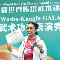 Krisdayanti Berhasil Raih Medali Silver di Ajang Kejuaraan Wushu Internasional. [@krisdayantilemos]