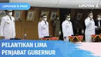 Mendagri, Tito Karnavian melantik lima penjabat gubernur di Ruang Sasana Bhakti Praja, Kementerian Dalam Negeri, pada Kamis (12/05) siang. Penjabat gubernur menggantikan gubernur definitif yang berakhir masa jabatan dan akan bertugas hingga masa jaba...