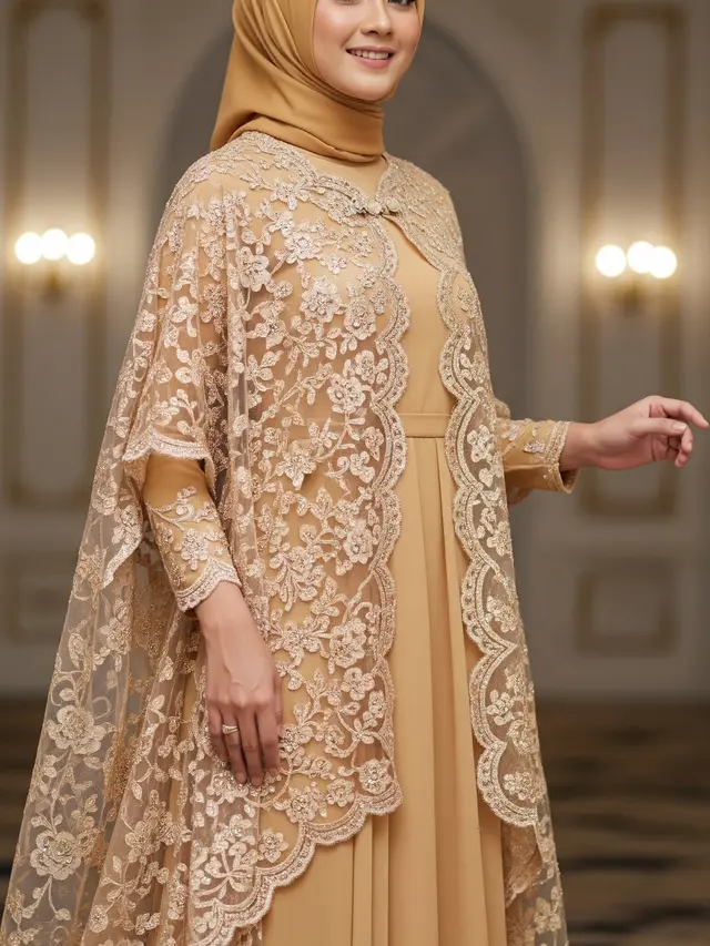 Gamis Cape Brokat Transparan