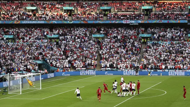 Foto Piala Eropa: Singa Berhasil Menjinakan Dinamit, Inggris Hadapi Italia di Final Euro 2020