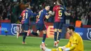 Barcelona susah payah menaklukkan Rayo Vallecano dengan skor tipis 1-0 pada laga pekan ke-24 LaLiga 2024/2025 di Estadi Olimpic Lluis Companys, Selasa dini hari WIB (18/2/2025). (AP Photo/Joan Monfort)