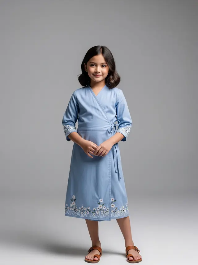 Dress Anak Perempuan dengan Bahan Adem dan Nggak Bikin Keringatan di Berbagai Acara Model Wrap Katun