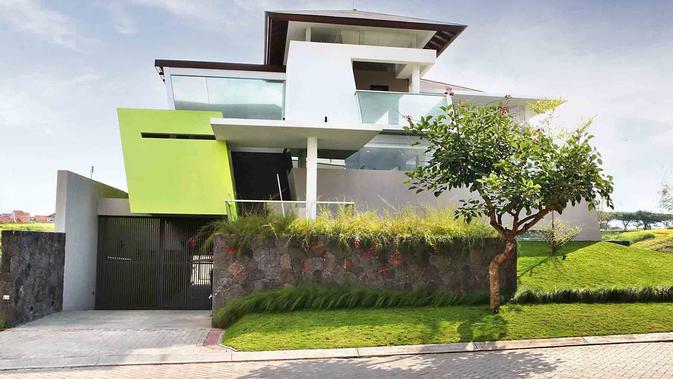 Desain Rumah Modern Kontemporer Futuristik Dengan Aksen Warna Hijau Lifestyle Liputan6 Com