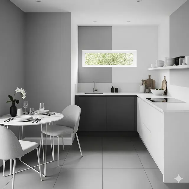 Inspirasi Desain Dapur Sekaligus Ruang Makan di Rumah Kecil. Gemini