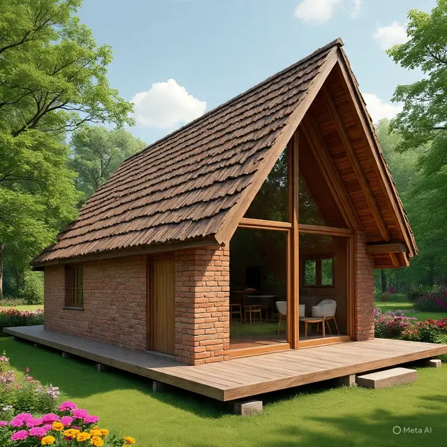 Rumah di desa estetik. (Liputan6.com/MetaAI)