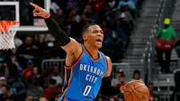 Guard Oklahoma City Thunder, Russell Westbrook, terpilih sebagai Pemain Terbaik NBA Pekan Ini dari Wilayah Barat. (NBA)