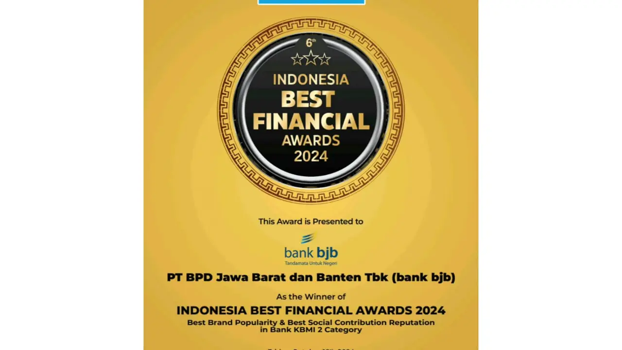 bank bjb Raih 2 Penghargaan di Indonesia Best Financial Awards 2024, Perkuat Posisi dalam Dunia Perbankan