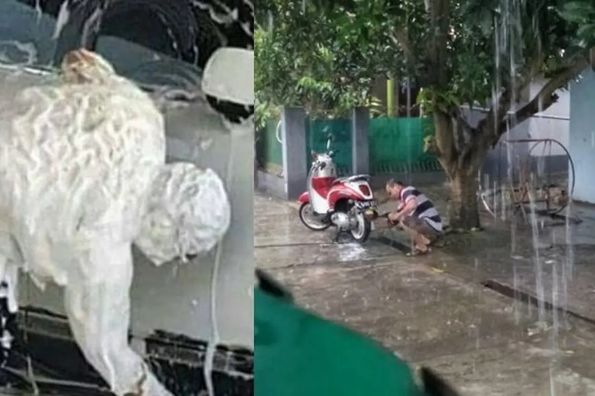 6 Aksi Nyeleneh saat Cuci Kendaraan Ini Bikin Geregetan