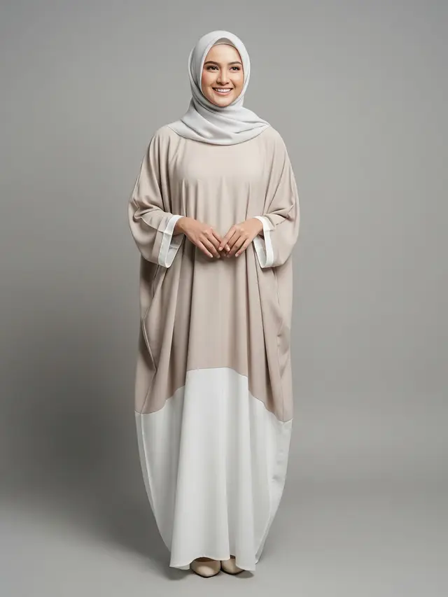 Model Gamis Beige & Putih Minimalis untuk Ramadan 2026 Motif Kaftan Minimalis