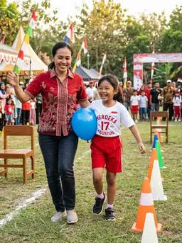 Ide Lomba 17 Agustus Berpasangan Ibu dan Anak (Foto: AI Generated)