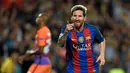 Lionel Messi yang menorehkan berbagai prestasi mengkilap bersama Barcelona ini merupakan didikan Akademi La Masia Barcelona. (AFP/Lluis Gene)