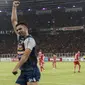 Gelandang Arema FC, Ahmet Atayev, merayakan gol yang dicetaknya ke gawang Persija Jakarta pada laga Liga 1 di SUGBK, Jakarta, Sabtu (31/3/2018). Persija menang 3-1 atas Arema FC. (Bola.com/Vitalis Yogi Trisna)