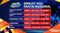 Tonton Live Streaming Sirnas Voli Pantai 2022 Seri 3 di Vidio 1-4 Desember 2022