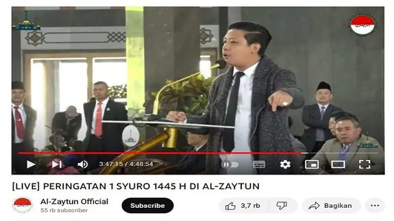 Pengusaha sekaligus YouTuber Pablo Benua Saat Menghadiri Acara Peringatan 1 Syuro 1445 Hijriah di Ponpes Al Zaytun, Indramayu, Jawa Barat (sumber: YouTube Al-Zaytun Official).