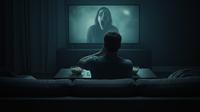 ilustrasi&nbsp;nonton film horor&nbsp;(created by AI)