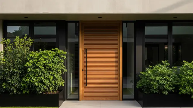 Gambar Rumah Pintu Kayu Jati Minimalis/Gemini AI