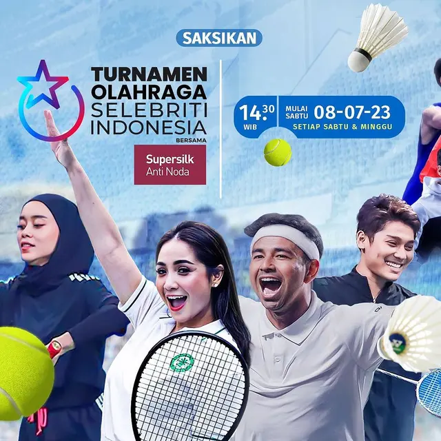 Deretan bintang yang akan bertanding di Turnamen Olahraga Selebriti Indonesia Bersama Supersilk Anti Noda. (Foto: Instagram/SCTV)