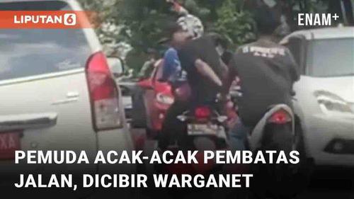 VIDEO: Aksi Pemuda Acak-Acak Pembatas Jalan di Semarang, Warganet: Si Paling Jago