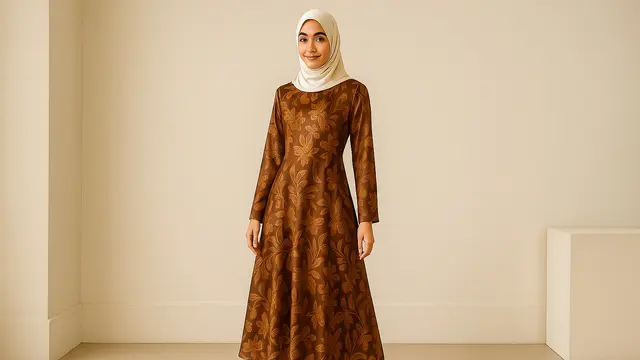 Model Dress Batik Modern/Ilustrasi gambar oleh AI