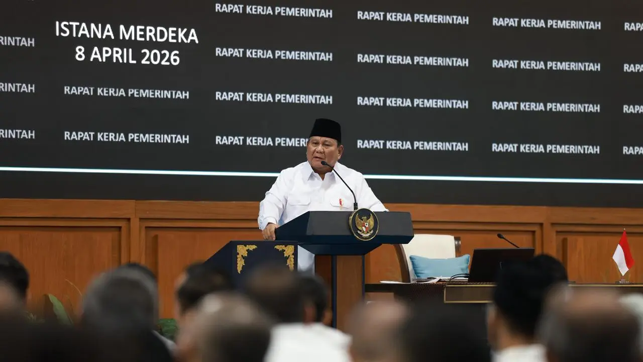 Presiden Prabowo Subianto menggelar taklimat di Istana Merdeka, Jakarta, Rabu (8/4/2026)