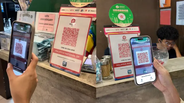 Ilustrasi proses transaksi mobile banking BRImo dan MyBCA di merchant DuitNow, Malaysia. (Dok Prima)