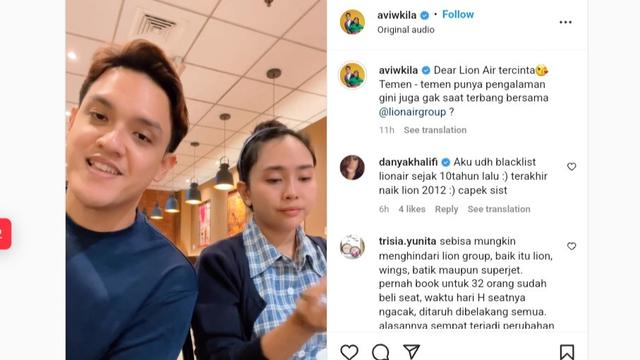 Penyanyi Aviwkila yang melakukan penerbangan domestik. Sayangnya, perjalanannya dibuat kecewa dengan Lion Air