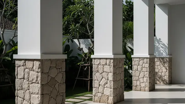 Tiang Beton Kombinasi Batu Alam Parsial