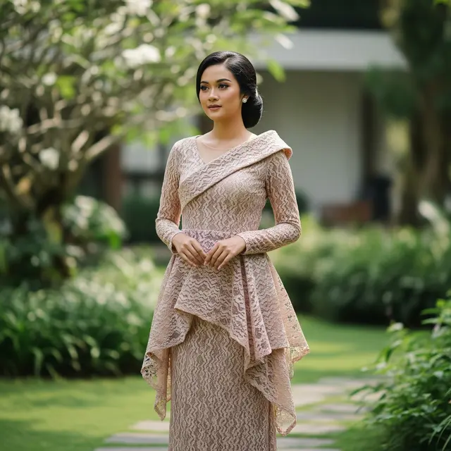 9 Model Long Dress Bahan Brokat dengan Potongan Princess Modern, Tren 2025