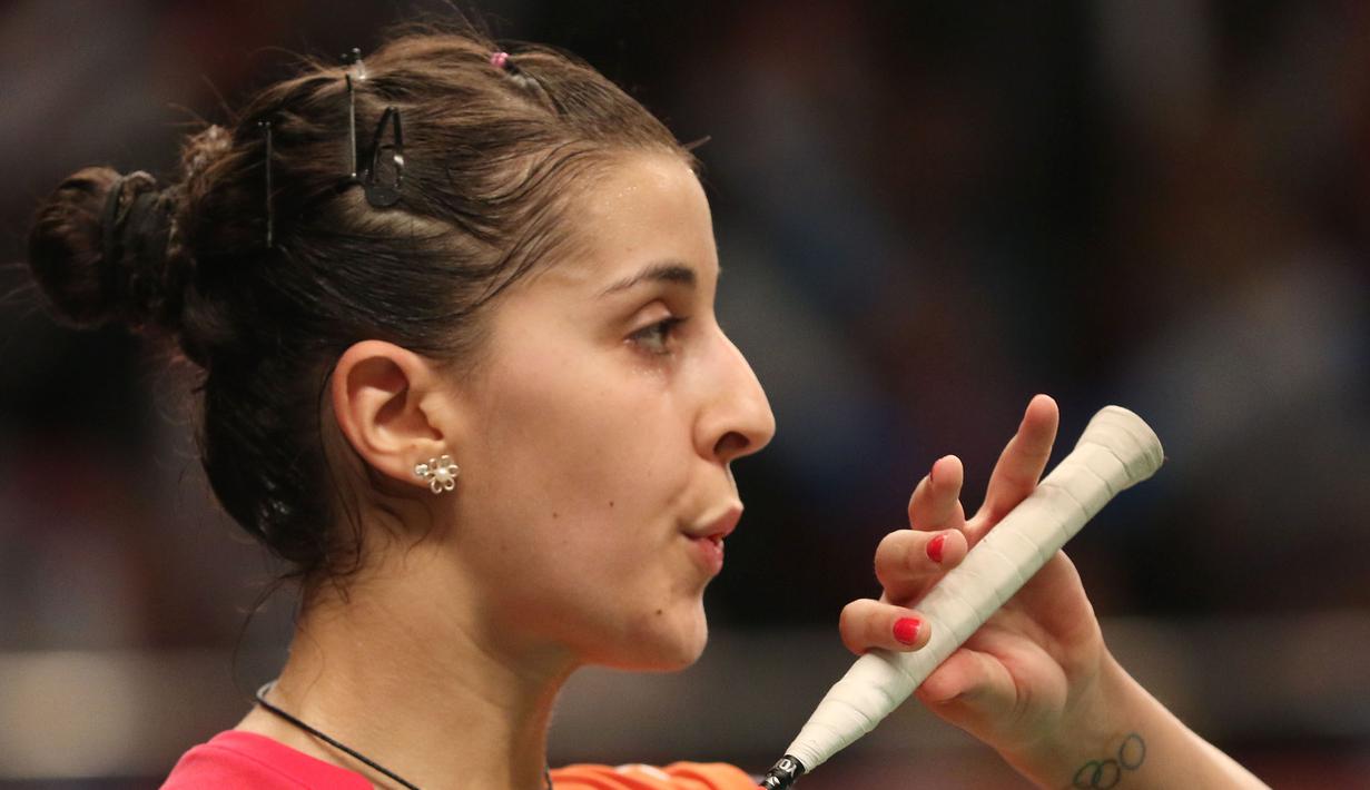 Caolina Marin selalu fokus dalam setiap pertandingan yang dihadapinya. (Bola.com/Arief Bagus)