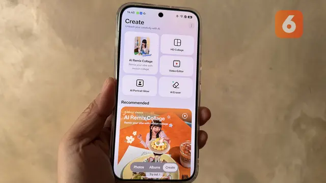 Fitur AI Kolase Mix di Oppo Reno16 Pro 5G. Liputan6.com/Iskandar
