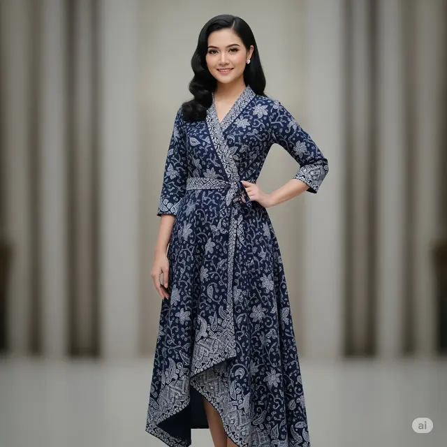Model Batik Wanita Wrap Dress. Foto: Gemini