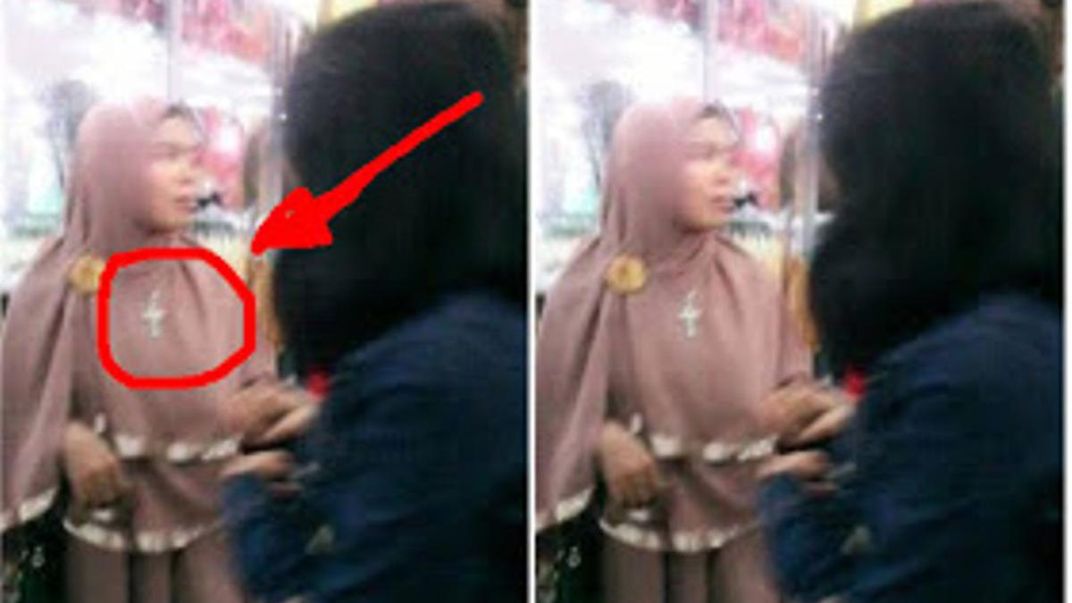 Perempuan Berjilbab Syari Pakai Kalung Salib Hebohkan Netizen