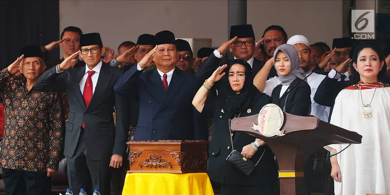 Prabowo dan Sandiaga Ikuti Upacara HUT ke-73 RI di Universitas Bung Karno