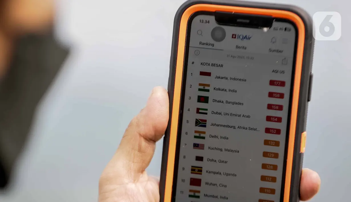 Selain Jakarta, ada Dhaka Bangladesh, Kolkata India, Doha Qatar, dan Hanoi Vietnam yang semuanya masuk dalam kategori tidak sehat. (Liputan6.com/Faizal Fanani)
