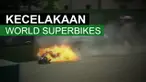 Pebalap Milwaukee Aprilia, Eugene Laverty, mengalami kecelakaan mengerikan di World Superbikes yang berlangsung di sirkuit Imola, Italia.