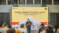 Peresmian Pos Bloc Jakarta dilakukan di area Great Hall pada hari Minggu (10/10/2021) dihadiri oleh Menteri Badan Usaha Milik Negara, Erick Thohir yang sekaligus pula
menyampaikan kata sambutan. (Pos Indonesia / Credit Foto:
Imelda K Lase dan Baladika B Anggakara)