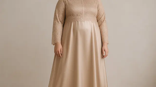 Model Gamis Satin untuk Orang Gemuk/Ilustrasi gambar oleh AI