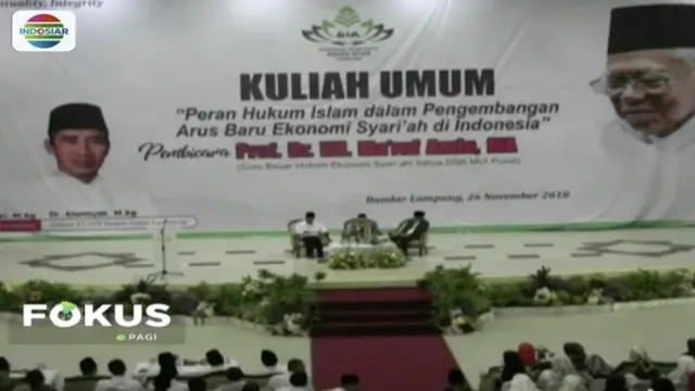 Isi Kuliah Umum, Ma'ruf Amin Ingatkan Pentingnya Ekonomi Syariah