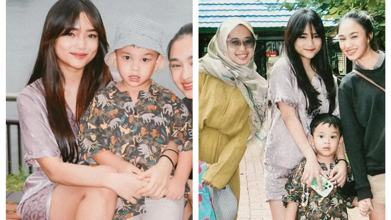Potret Fuji Saat Momong Gala Sky, Tetap Kece dengan Piama