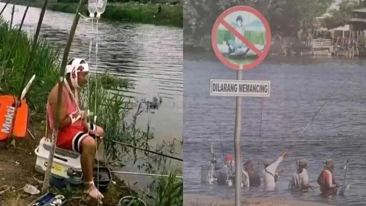 6 Aksi Absurd Orang yang Hobi Mancing Ini Kocak, Bikin Heran