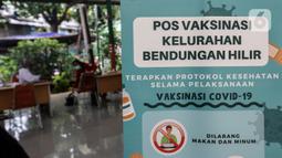 Banner pos vaksinasi di RPTRA Rusun Benhil, Jakarta, Rabu (6/7/2022). Presiden Joko Widodo resmi menetapkan vaksinasi dosis ketiga atau vaksin booster jadi syarat untuk kegiatan masyarakat yang melibatkan masyarakat banyak. (Liputan6.com/Johan Tallo)