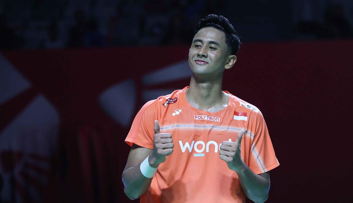 Pebulu tangkis tunggal putra Indonesia, Alwi Farhan, usai bertanding melawan Lakhsya Sen (India) pada babak 32 besar Indonesia Open 2026 di Istora Senayan, Jakarta, Selasa (2/6/2026). (Bola.com/M Iqbal Ichsan)