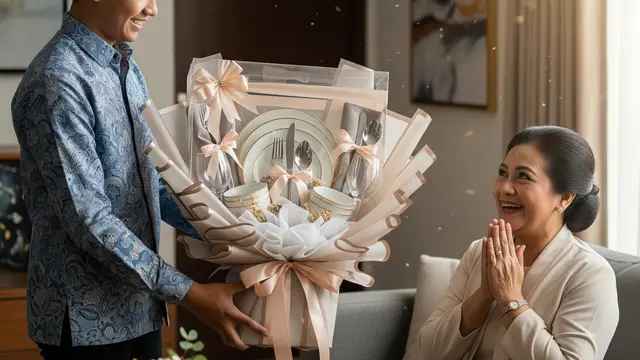 Buket Peralatan Makan untuk Hadiah Hari Ibu