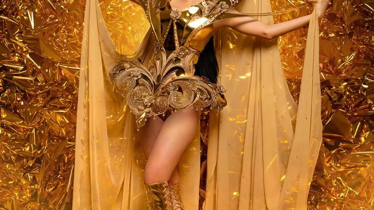Ritassya Wellgreat tampil memukau dengan gaun yang trinspirasi dari Dewi Matahari di Miss Grand International 2023